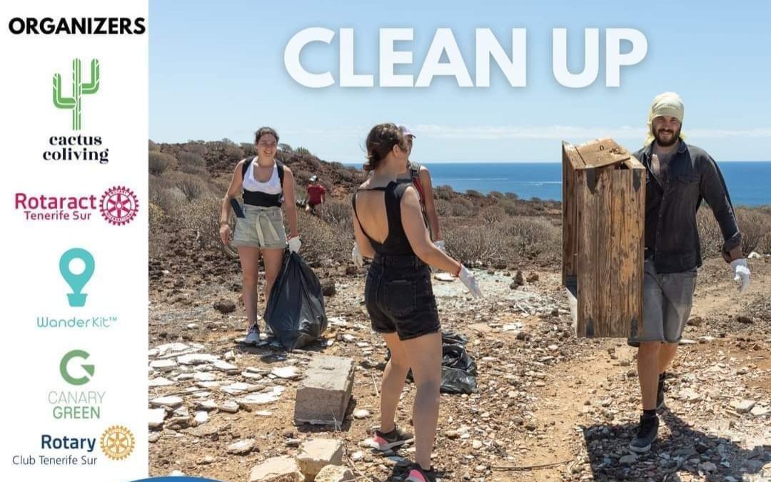 Rotary y Rotaract Tenerife Sur organizan una CLEAN UP en el espacio natural de Montaña Amarilla en Arona
