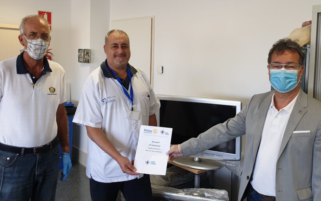 Rotary Club Tenerife Sur dona otros 10 televisores al Hospital Universitario de La Candelaria