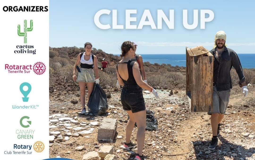 Rotary y Rotaract Tenerife Sur organizan una CLEAN UP en el espacio natural de Montaña Amarilla en Arona