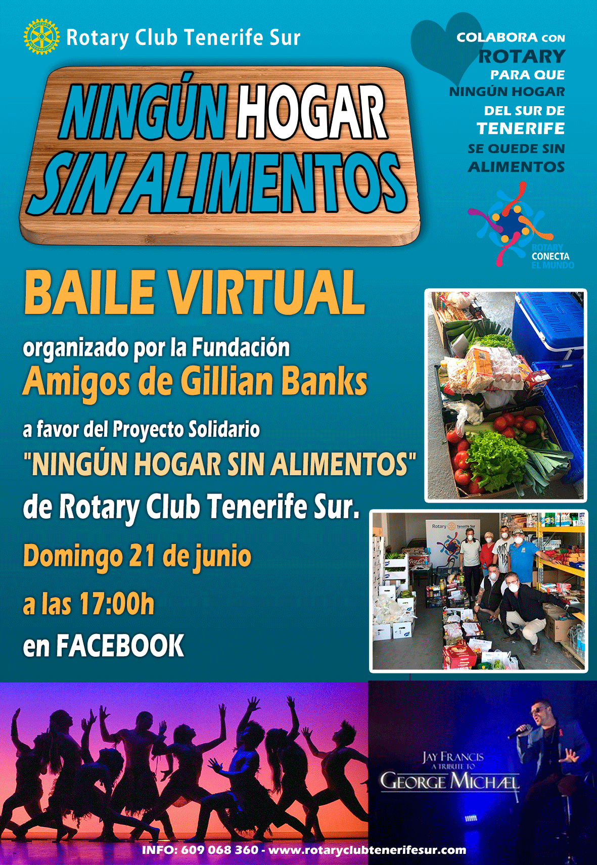 Baile Virtual organizado por la Fundación «Amigos de Gillian Banks» a favor del Proyecto Solidario «NINGÚN HOGAR SIN ALIMENTOS» de Rotary Club Tenerife Sur. Domingo 21 de junio a las 17:00h.