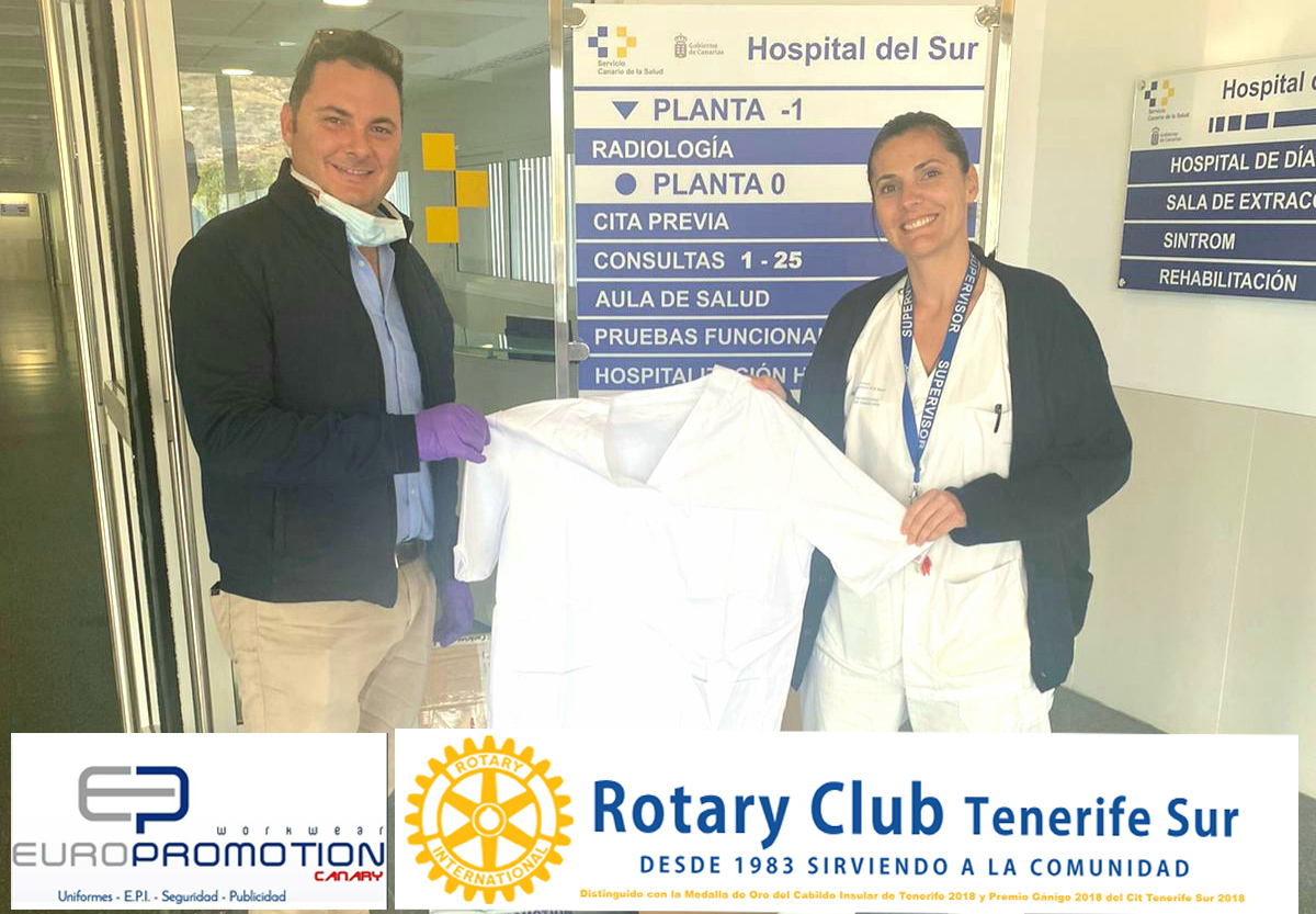 La empresa de uniformes Europromotion Canary a través del Rotary Club Tenerife Sur dona 33 uniformes al Hospital Público del Sur de Tenerife
